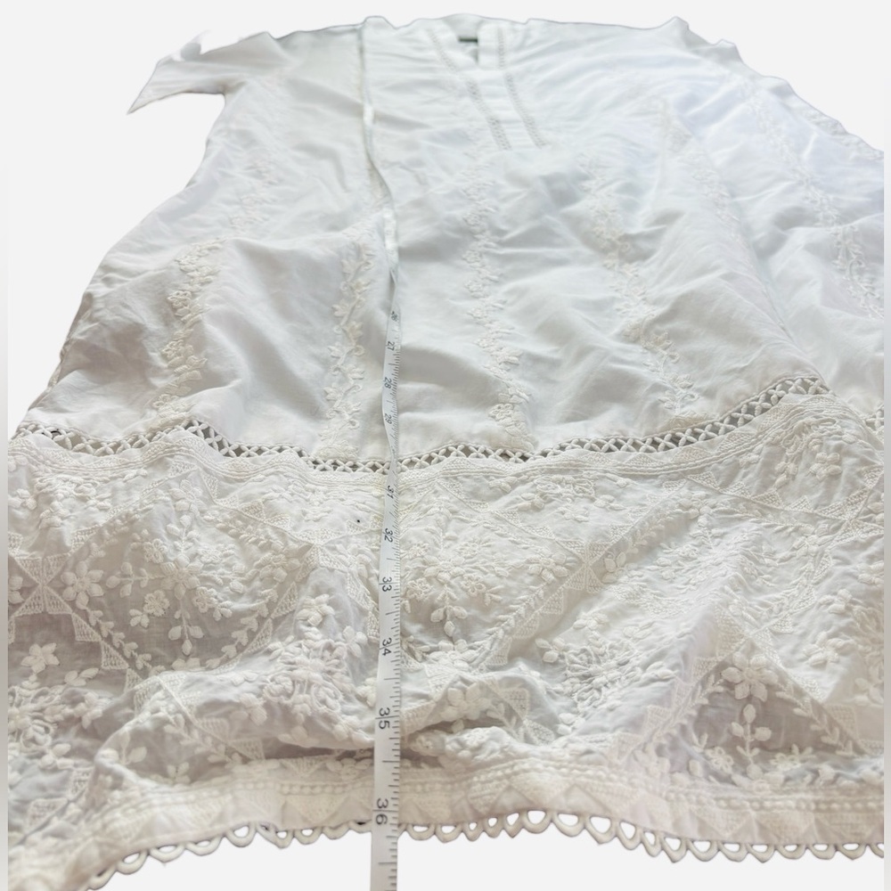 Embroidered Cotton Tunic / Swim Cover-up with Eyelet Boho Summer Vacation - Picture 5 of 15